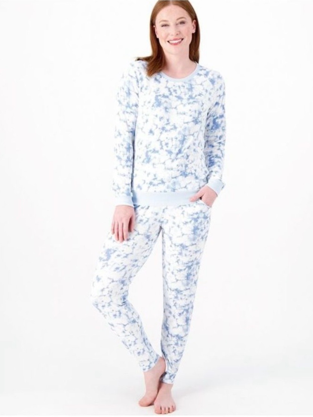 Muk Luks Cloud Tie Dye Blue Butter Knit Loungewear Set Size XL
